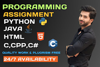 do urgent programming assignment in python, java, html and c