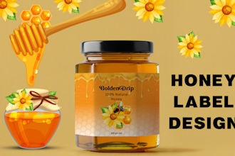do eye catching honey jar and product label design