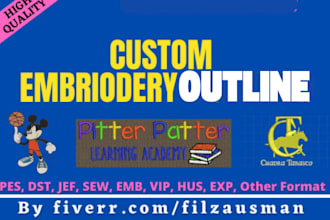 do custom embroidery outline and line art within 1 hour