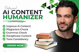 humanize ai content, academic proofreading,  check plagiarism , book editing