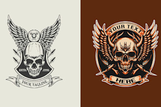 create custom skull tattoo eagle logo