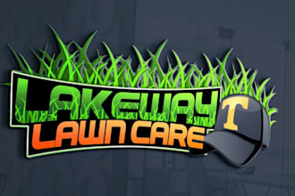 draw awesome lawn care and landscaping logo