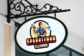 do modern home cleaning, pressure washing and power washing logo design