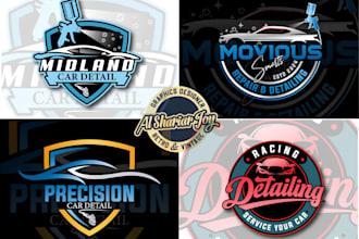 design automotive, garage, auto detailing, racing and car wash logo