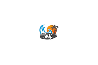 design modern surfing, beach, wave, ocean, adventure, sport and coastal logo