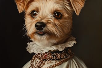 draw any pets dog cat or animals into oil painting portrait