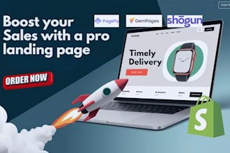design landing page with pagefly, gempages,  shogun or shopify ecommerce website
