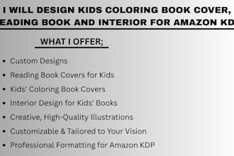 design kids coloring book cover, reading book and interior for amazon KDP