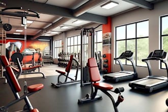 do 3d cgi gym design, stadium design, sport area and 3d rendering