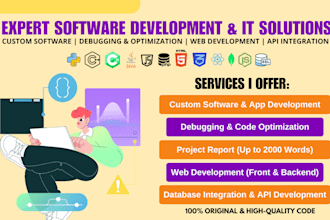 develop software, web apps, debug, and fix coding errors in python, java, mern