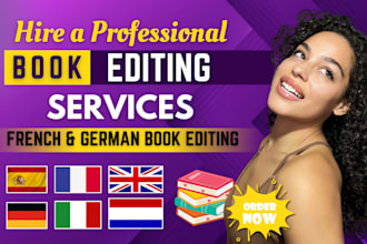 do book proofreading and copyediting in french, spanish, english, german texts