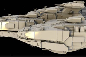 do 3d spaceship model hard surface aircraft mini model for tank model3d printing