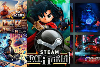 design steam capsule design for game and marketing banner