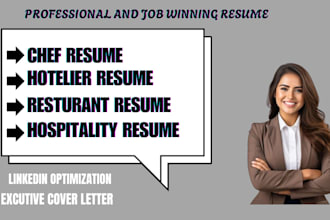 write a standout resume for hospitality, hoteliers, hosts, chefs, and restaurant