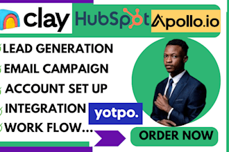 setup workflows using clay, clay com, hubspot crm, apollo io, zapier, yotpo sms