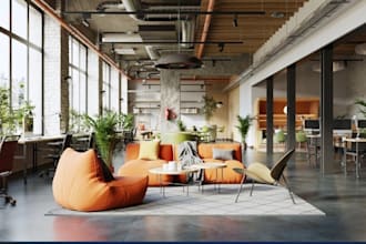design contemporary office interior,modelling,modern rendering, commercial space