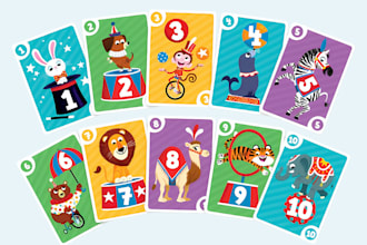design card game educational flash cards for kids playing card, card box mockup