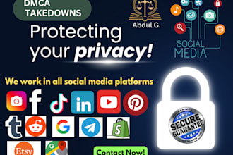 remove content from fb,instagram, yt,tiktok, reddit,pinterest via dmca takedown