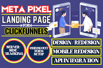 design wix or clickfunnels checkout meta pixel landing page mobile redesign