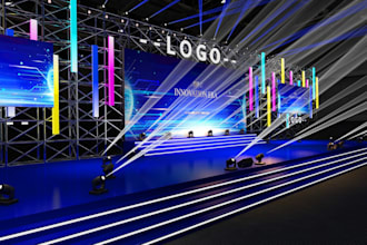 create 3d cgi stage design, 3d stage lighting modelling
