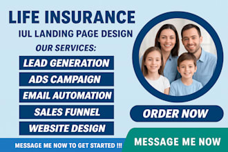 design life insurance website, iul insurance landing page, car insurance website