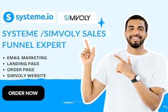 create systeme io, sales funnel website landing pages simvoly membership expert