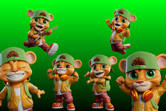3d character model, 3d art, 3d mascot, 3d animals, 3d game character, 3d design