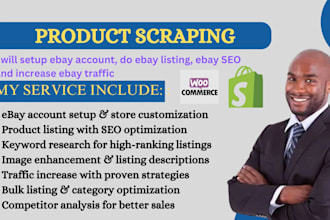 setup ebay, temu shop, ebay product listing, ebay SEO and increase ebay traffic