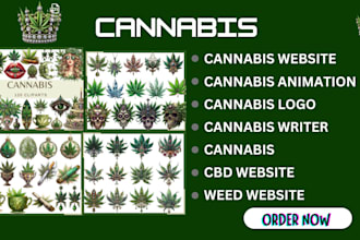 create custom cannabis logo weed website cbd content cannabis animation