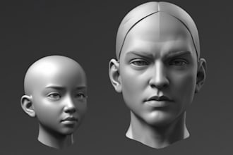 sculpt 3d realistic head, 3d face, 3d mask, helmet animal model for 3d printing