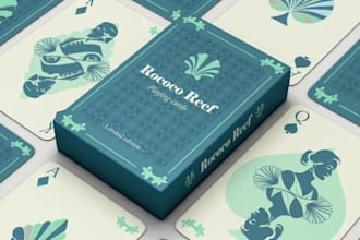 design 52 custom playing card game deck and poker cards or board games, tuck box