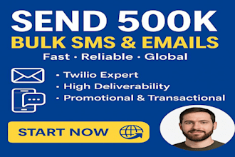send out 500k spam sms, bulk sms, text message, bulk email
