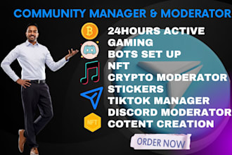 be your telegram discord nft community moderator admin chatters and manager
