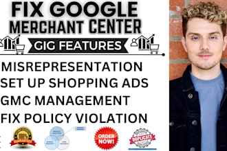 fix google merchant center suspension, misrepresentation, set up shopping ads