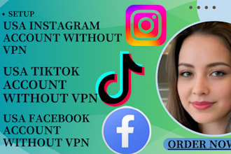 create USA tiktok account USA instagram and facecook account creation for non US
