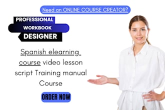 create spanish elearning course video lesson script training manual course