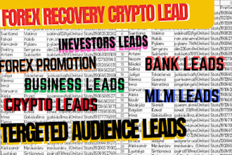 give hot forex trader lists, forex crypto leads,MLM contacts, crypto email lists