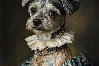 do pet portrait animal illustration into vector cartoon