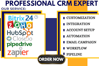 zoho crm hubspot automation ghl pipedrive integration close io bitrix24 zapier