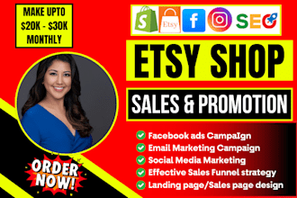 do etsy shop promotion  instagram, fb, marketing meta ads to boost product sales
