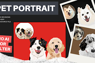 create custom pet portrait, dog,cat, or any pet illustration