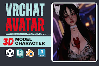 create vrchat avatar, 3d character furry vrchat avatar 3d modeling vtuber avatar