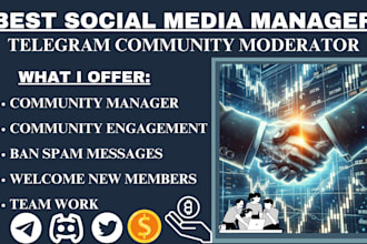 be community manager, telegram moderator, social media manager, telegram chatter