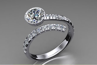 render fashion, beauty diamond enamel ring design, tweak band, cad, 3d printing
