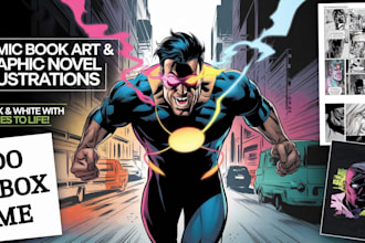draw comic art as comic book artist, comic page, graphic novel illustration