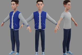 do 3d cartoon character, stylized 3d model, mascot, chibi model, rig3d ,texture