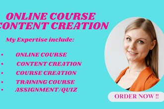 create online course content, lesson plan and worksheet