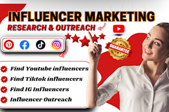 find research instagram influencer, youtube tiktok influencer list for marketing