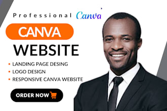 design website and landing page using canva website template