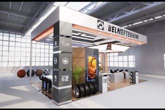 render trade show booth design exhibition stand or stall kiosk design